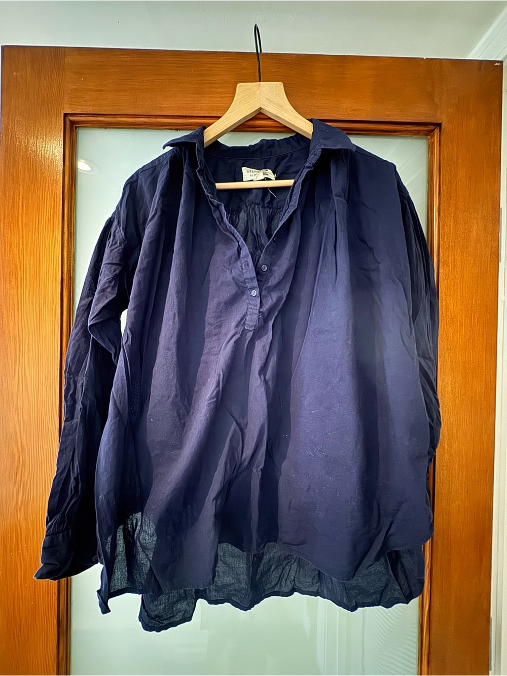 Nili Lotan Navy Lightweight Long-Sleeve Blouse